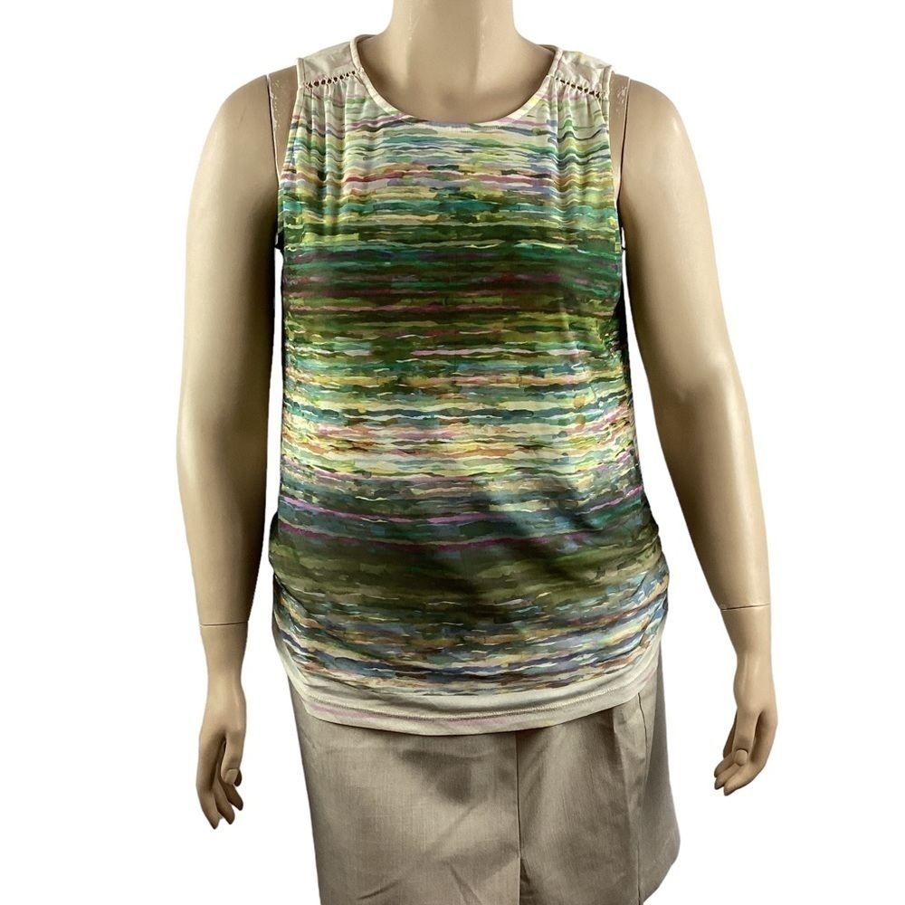 CJ Bank Tank Top Size X Green Multicolor Print